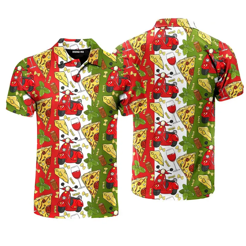 Food Lover Funny Print Polo Shirt Men Women Outdoor Camping BBQ Personality Short Sleeve Golf Shirts Pizza Cake Graphic Tee Top