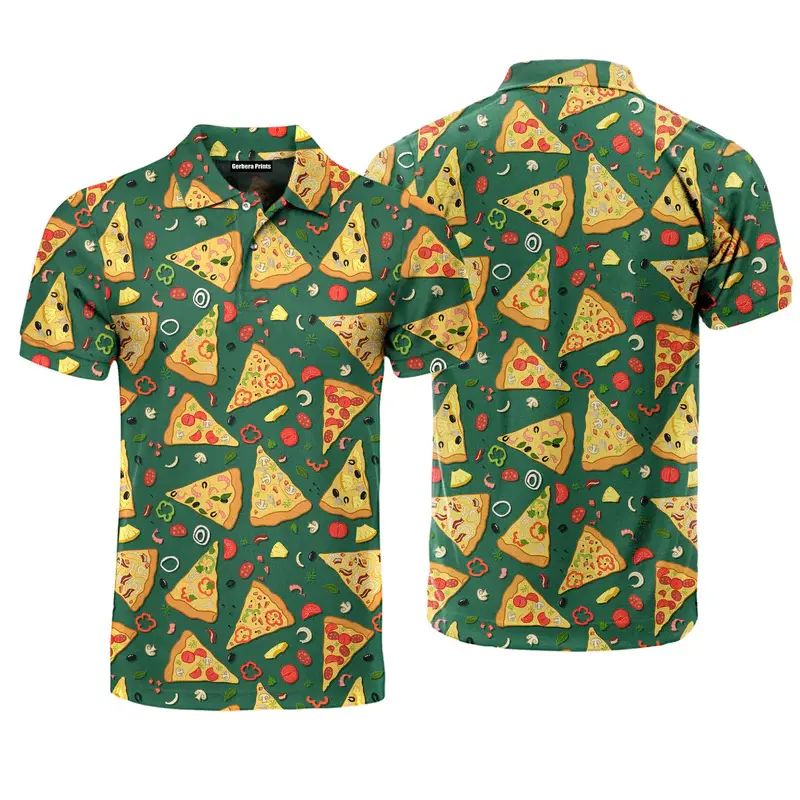 Food Lover Funny Print Polo Shirt Men Women Outdoor Camping BBQ Personality Short Sleeve Golf Shirts Pizza Cake Graphic Tee Top