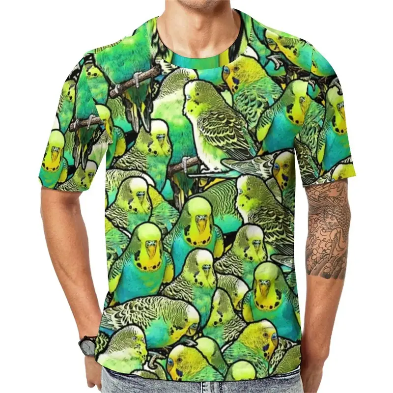 Birds 3D Printing T-shirt Funny Pattern Design Casual T Shirts For Men's Kids Round Neck Short Sleeves Streetwear Clothes Tees