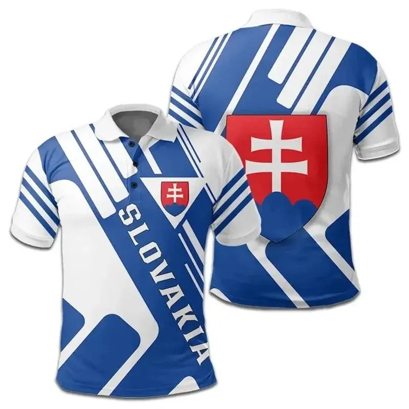 Slovakia Flag 3D Print Polo Shirt Men's Clothing Casual Short Sleeve Golf Shirts Fashion Street Harajuku Trend Man New Top 2025