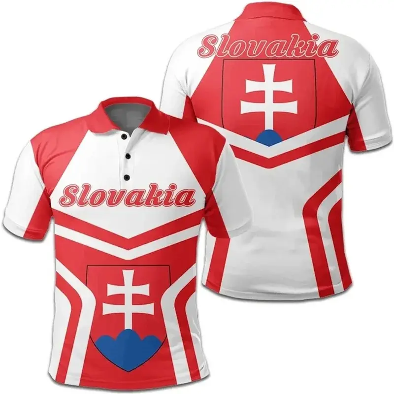 Slovakia Flag 3D Print Polo Shirt Men's Clothing Casual Short Sleeve Golf Shirts Fashion Street Harajuku Trend Man New Top 2025