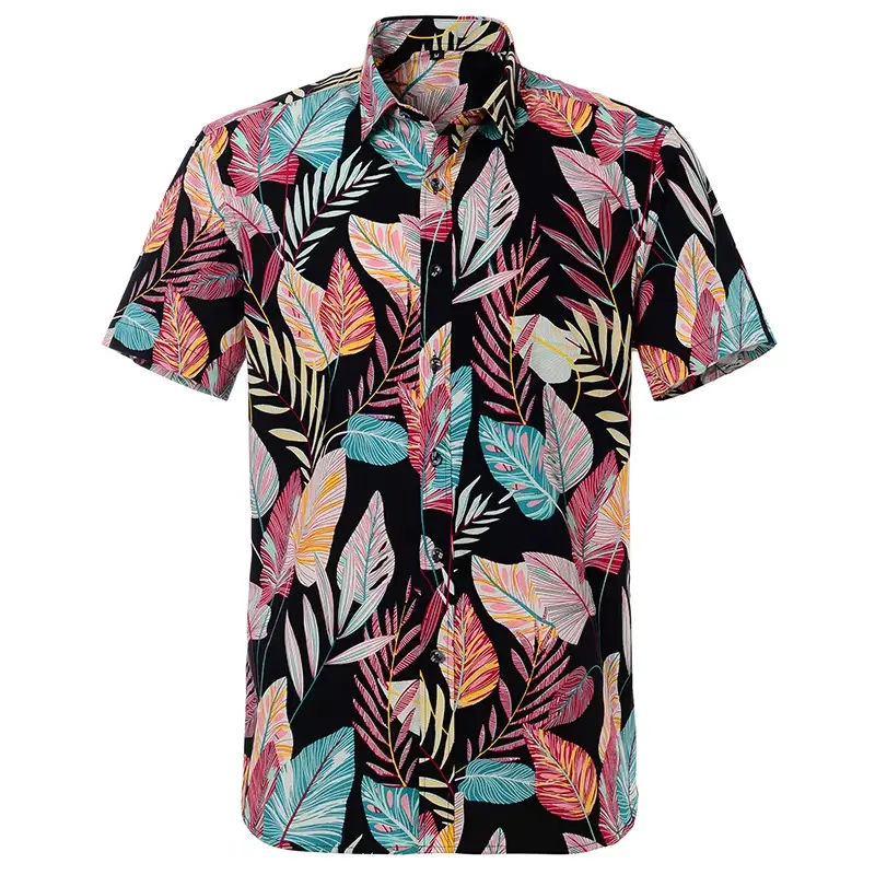 Rose Pattern Shirt Men's Clothes 3d Printed Colorful Flower Leaves Shirts Tops Streetwear Casual Summer Hawaii Lapel Blouse