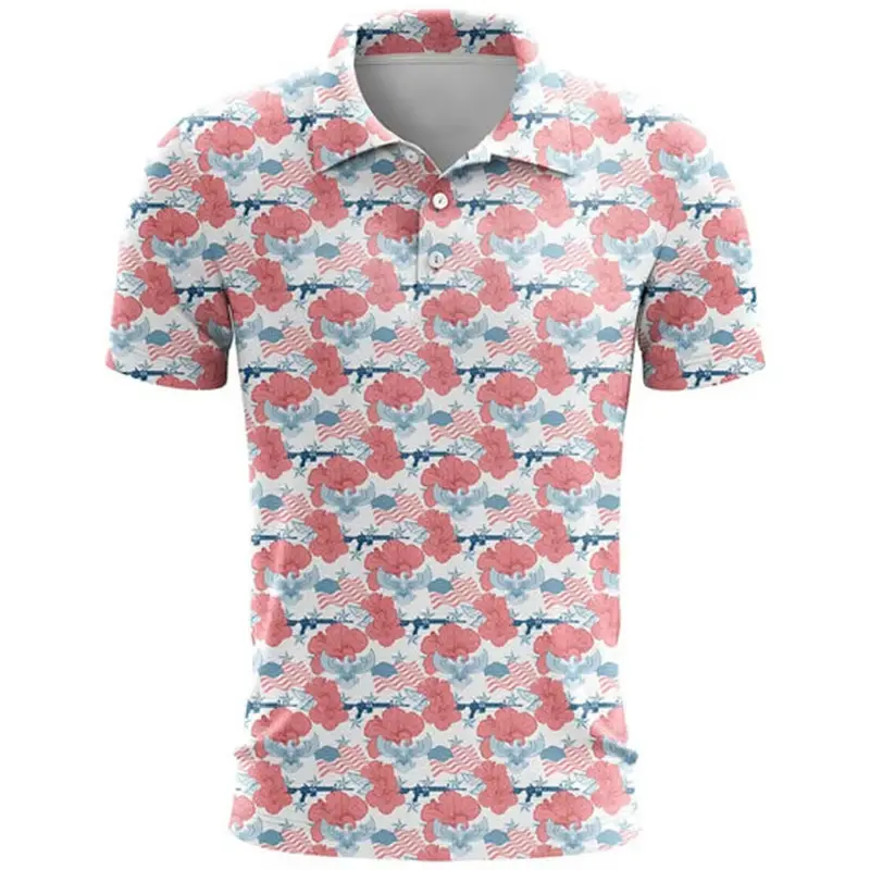 Tank Gun 3d Printed Polo Shirt For Men Funny Design Lapel Button T-shirt Vacation Casual Summer Clothes Animal Short Sleeve Tees
