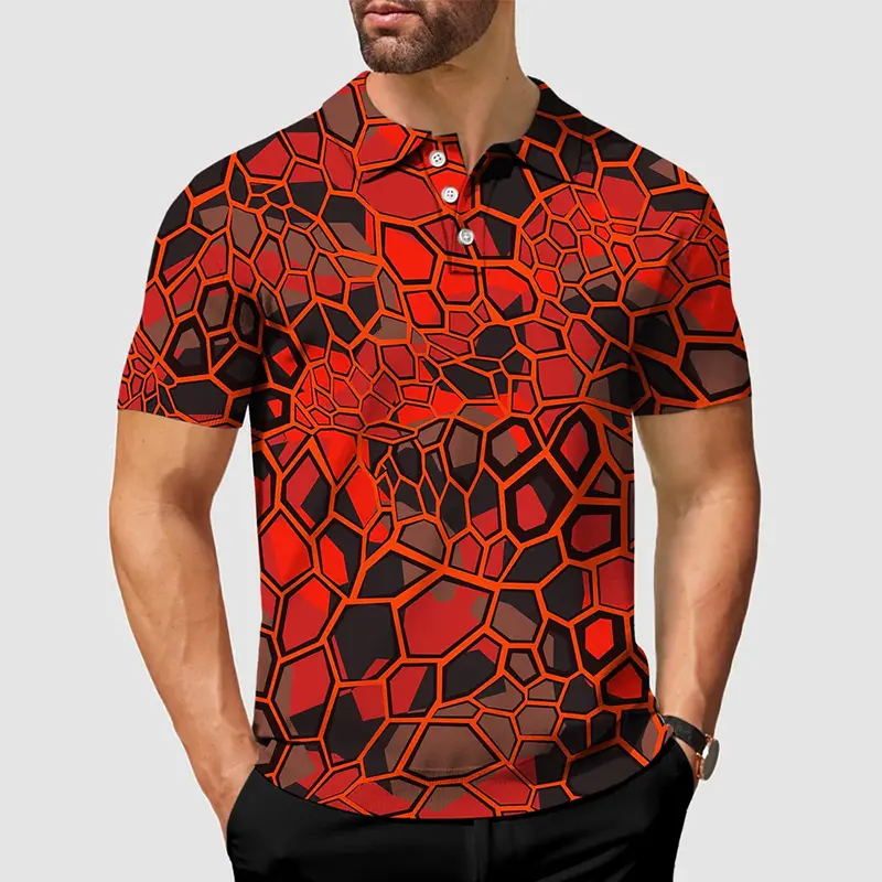 2025 Fashion New Paley Pattern Polo Shirt For Men Short Sleeve Lapel Soft Golf Tee Daily Casual Outdoor Sport Hawaii Shirts Pop