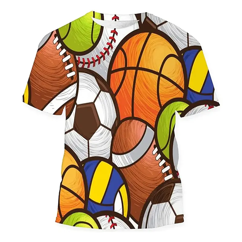 Cool Flame Basketball T-shirt Men's Clothing Sport Street Crewneck T Shirts 3D Printed Basket Ball Pattern Fashion Sport Tee Top