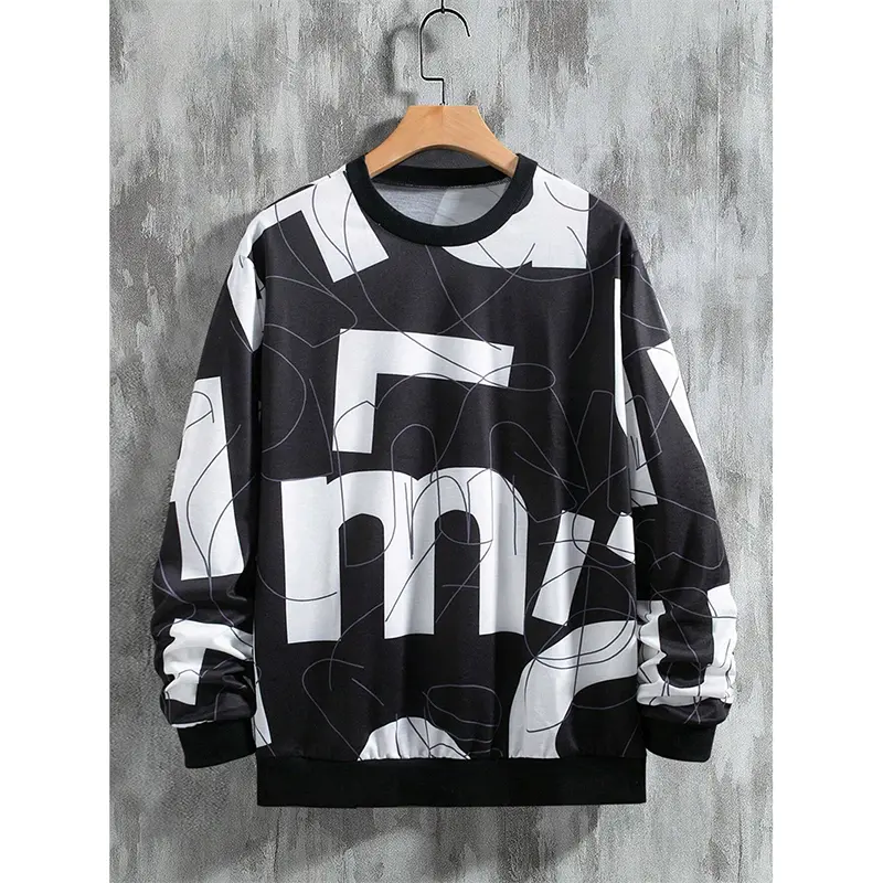 Streetwear Y2k Letter Print Sweatshirt Men Harajuku Street Pullover Hoodie Personality Graffiti Graphic 2025 Spring Sweatshirt