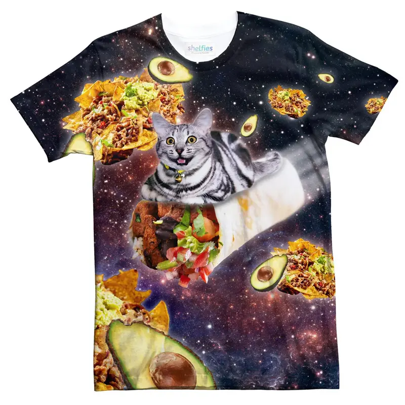 Cat Hamburger Funny T-shirt For Men's Clothing Round Neck Short Sleeve Children Ugshirts Personality Dog Design Tee Top