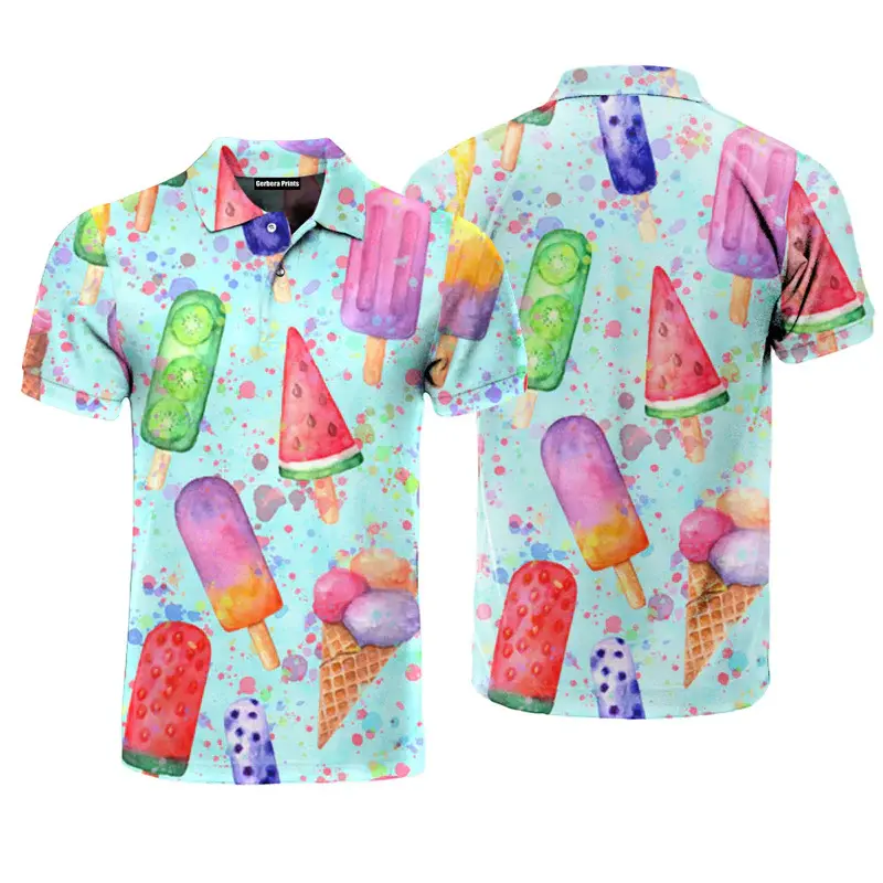 Summer Tropical Style Fashion Polo Shirts For Men Popular Ice Cream 3D Print Graphic Full Food Hip Hop Personality Golf Shirt