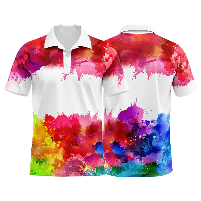 Leopard Colorful Men Polo Shirt Unique 3D Print Graphic Short Sleeve Stripe Golf Shirts Customized Name Logo Personality Men Tee