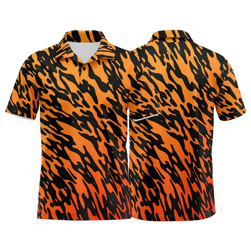 Leopard Colorful Men Polo Shirt Unique 3D Print Graphic Short Sleeve Stripe Golf Shirts Customized Name Logo Personality Men Tee