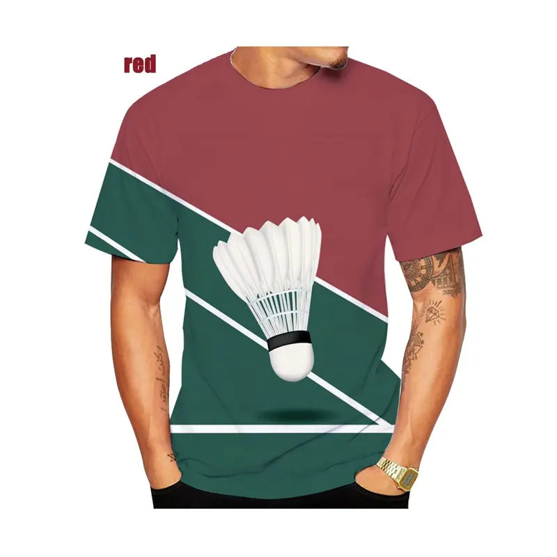 Casual Badminton Sports T Shirt Men's Cartoon Cool Graphic Short Sleeve T Shirts 3d Print Daily Casual Fashion Activity Tee Tops