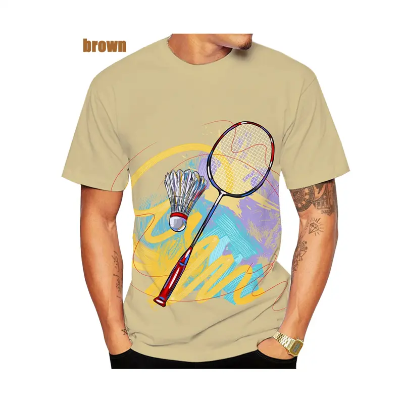 Casual Badminton Sports T Shirt Men's Cartoon Cool Graphic Short Sleeve T Shirts 3d Print Daily Casual Fashion Activity Tee Tops