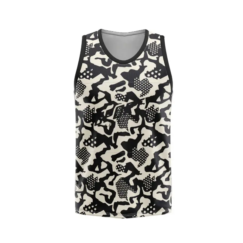 Fashion Summer Sport Print Basketball Vest For Men O Neck Sleeveless Camo Stripe Tank Top Summer New Graffiti Block Tee Vests
