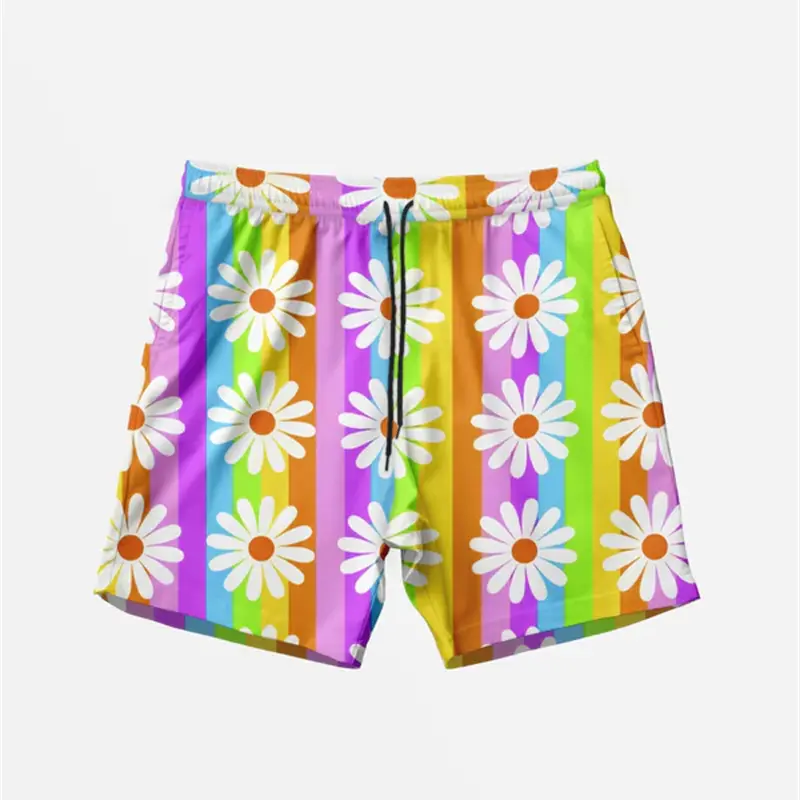 Daisy Flower Graphic Beach Shorts For Men Casual Daily Street Fashion Short Pants 2025 Summer Fashion Funny Colorful Flowers