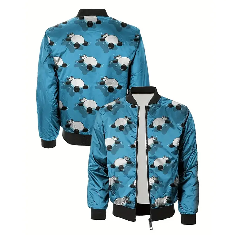 Various Animals 3D Printing Jacket Men's Clothing Casual Street Long Sleeve Zipper Jackets Funny Cute Panda Whale Graphic Coat