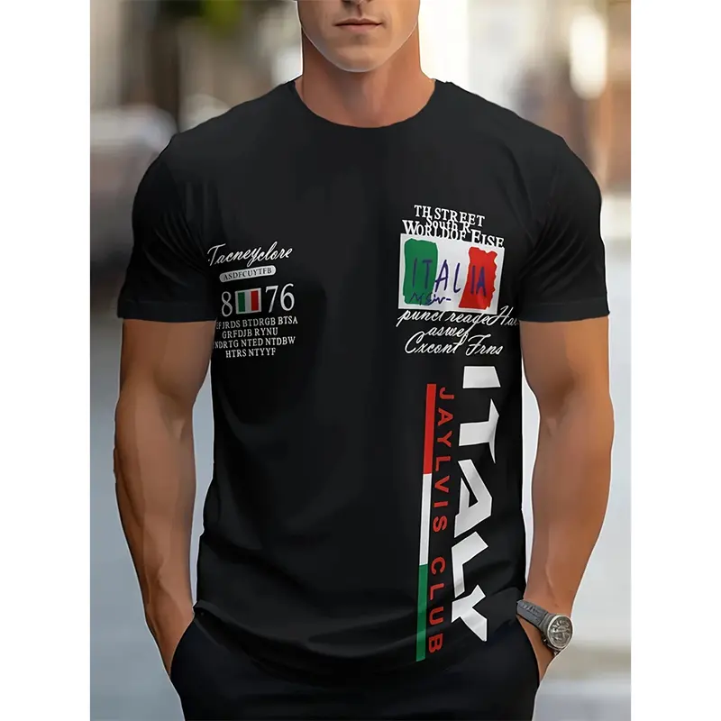 Vintage Italy Flag Men Street T-shirt 3D Print Graffiti Y2k Short Sleeve T Shirts Summer Fashion Children Football Sports Tees