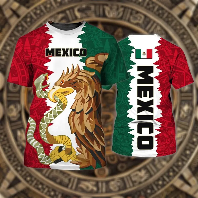 Mexico Flag Printed T Shirt Fashion Street National Emblem Pattern Tee Top Mexican Culture 2025 Fashion New Men Women T Shirts