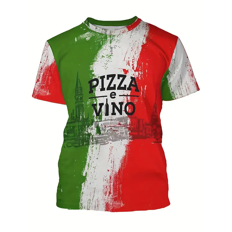 Vintage Italy Flag Men Street T-shirt 3D Print Graffiti Y2k Short Sleeve T Shirts Summer Fashion Children Football Sports Tees