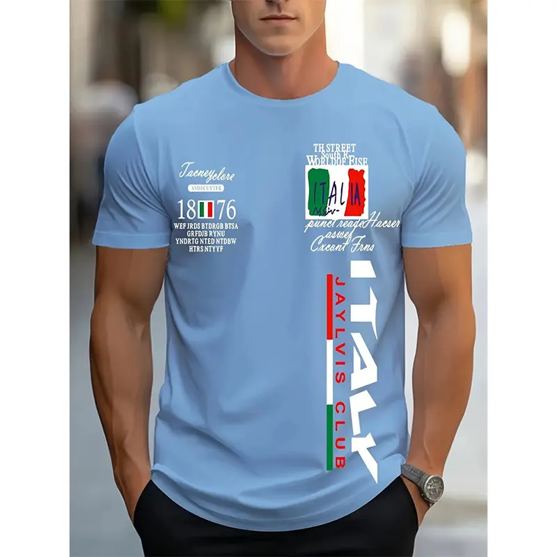 Vintage Italy Flag Men Street T-shirt 3D Print Graffiti Y2k Short Sleeve T Shirts Summer Fashion Children Football Sports Tees