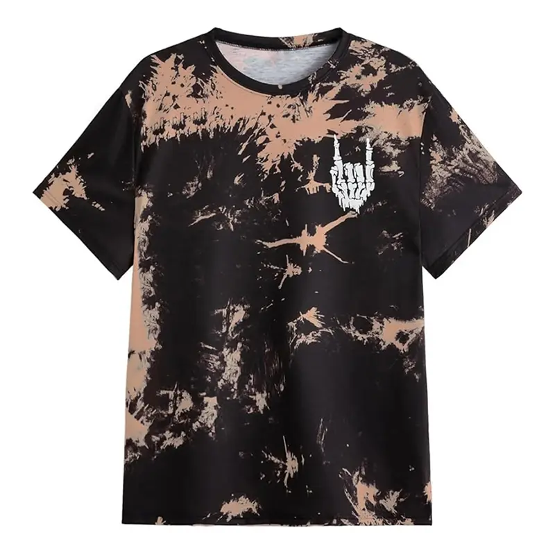 Street Hip Hop Cool T Shirt Men's 3D Print Personality Tie Dye Casual Round Neck T Shirts Unique Red Lip Fashion Wear Tee Tops