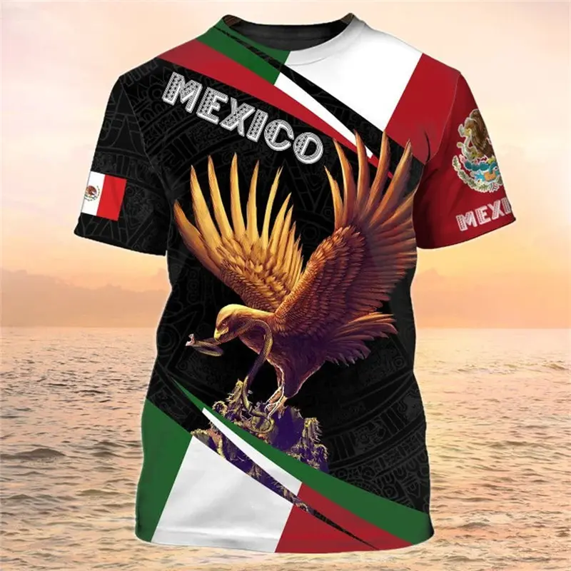 Mexico Flag Printed T Shirt Fashion Street National Emblem Pattern Tee Top Mexican Culture 2025 Fashion New Men Women T Shirts