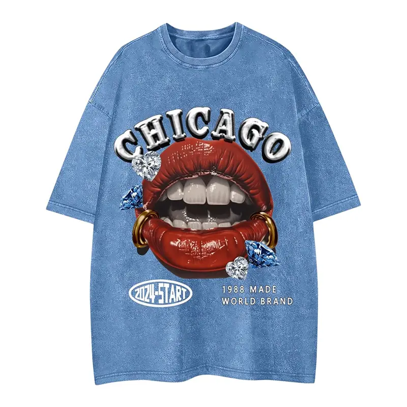 Street Hip Hop Cool T Shirt Men's 3D Print Personality Tie Dye Casual Round Neck T Shirts Unique Red Lip Fashion Wear Tee Tops