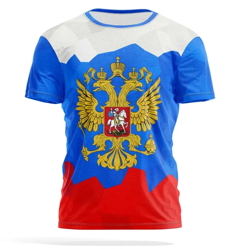 Russian National Emblem Print T-shirt Men Women Pride Street Fashion Round Neck Tee Shirts Russia CCCP Classic Essential Shirt