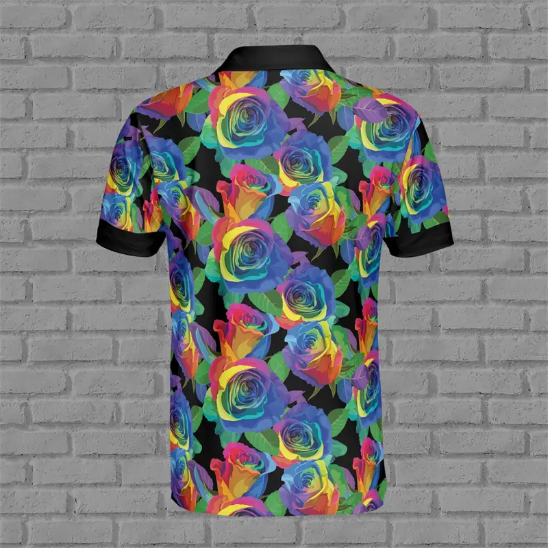 Colorful Flower Polo Shirt Men's Clothing 3D Printed Plant Casual Lapel T-shirt Fashion Trendy 2024 Summer Popular Tees Top