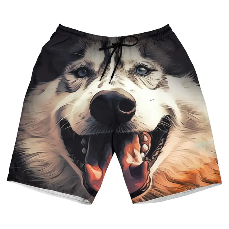 Animal Funny Beach Shorts For Men Digital Printing Sports Swim Trunks Street Fun Cute Dog Shark Graphic 2025 Summer Board Short