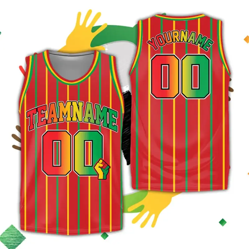 Black History Month Football Jersey Sleeveless T-shirts Custom Name Number DIY Personality Summer Rainbow Print Basketball Vest