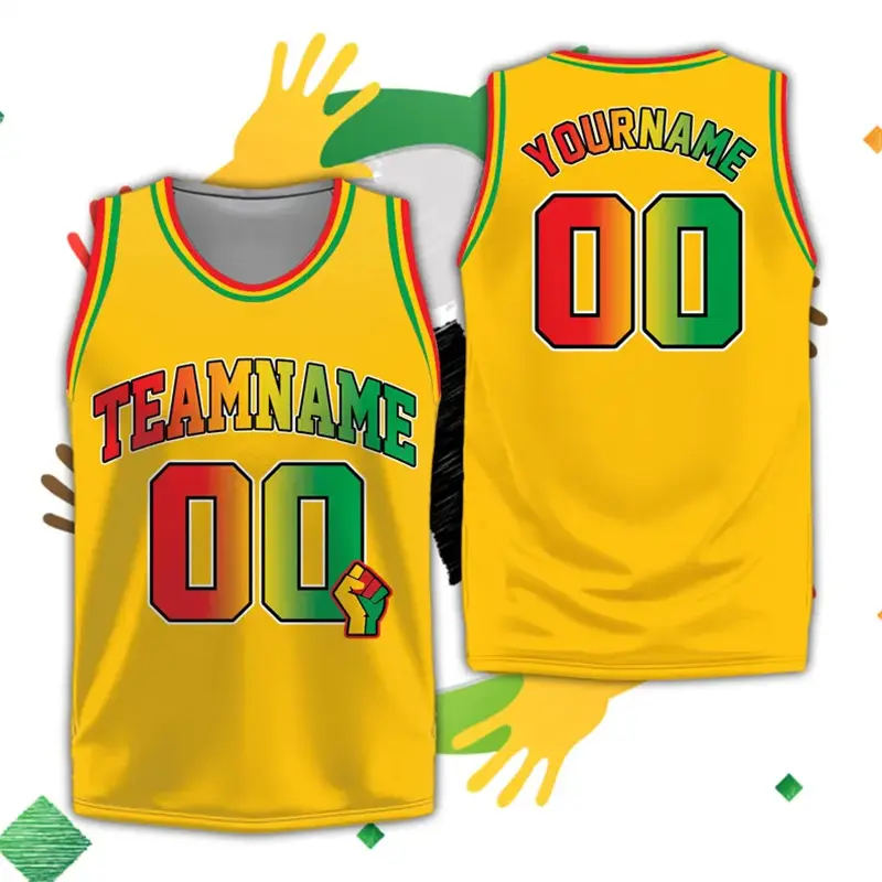 Black History Month Football Jersey Sleeveless T-shirts Custom Name Number DIY Personality Summer Rainbow Print Basketball Vest