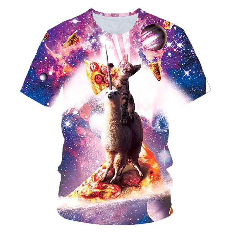 Funny Creation Cat T-shirt Men's Clothing O-neck Short Sleeve T Shirts 3D Printed Art Pattern Harajuku Street Oversized Tees Top
