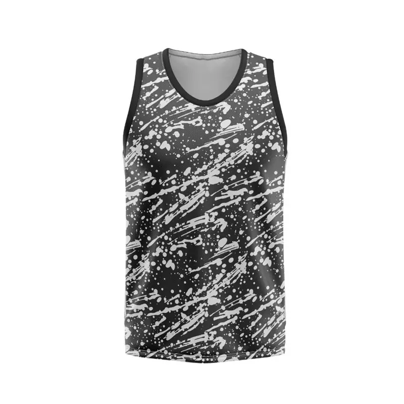 Rotating Stripe Art Tank Top For Men Hip Hop Graffiti Personality Street Loose Basketball Vest 2025 Novel Summer Paint Tee Top