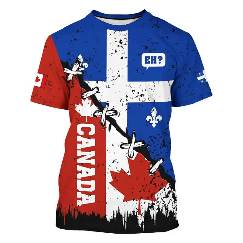 2025 Fashion New Canada T-shirt Men's Clothing Harajuku Street Fashion T Shirts 3D Print Maple Leaf Deer Pattern Popular Tee Top
