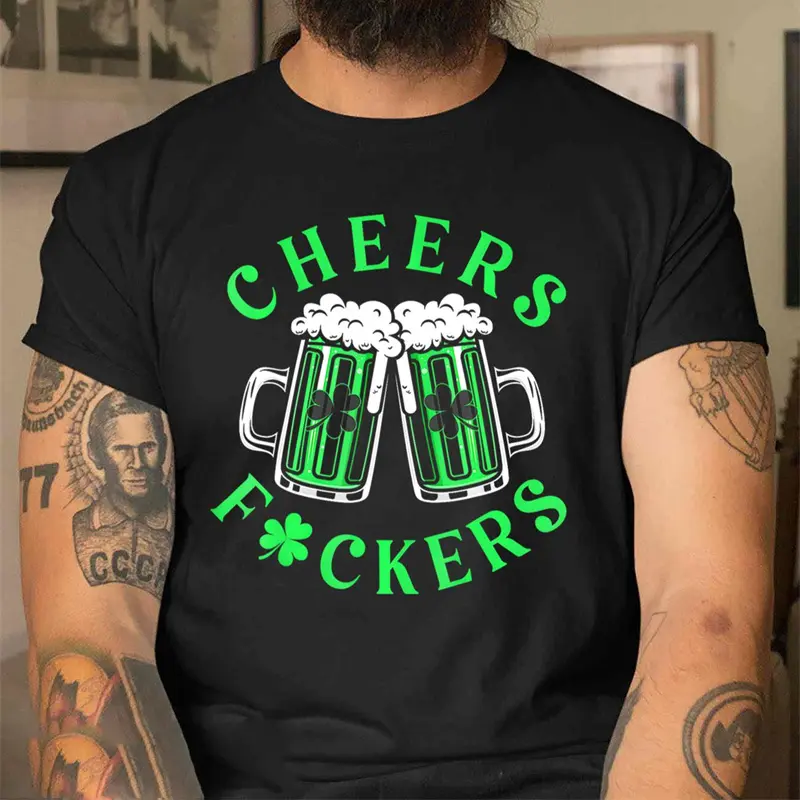 2025 St Patrick Day Short Sleeve T-shirt For Men Ireland Street Lucky Trend T Shirts Festival Fashion Trend Simple Pop Tee Top
