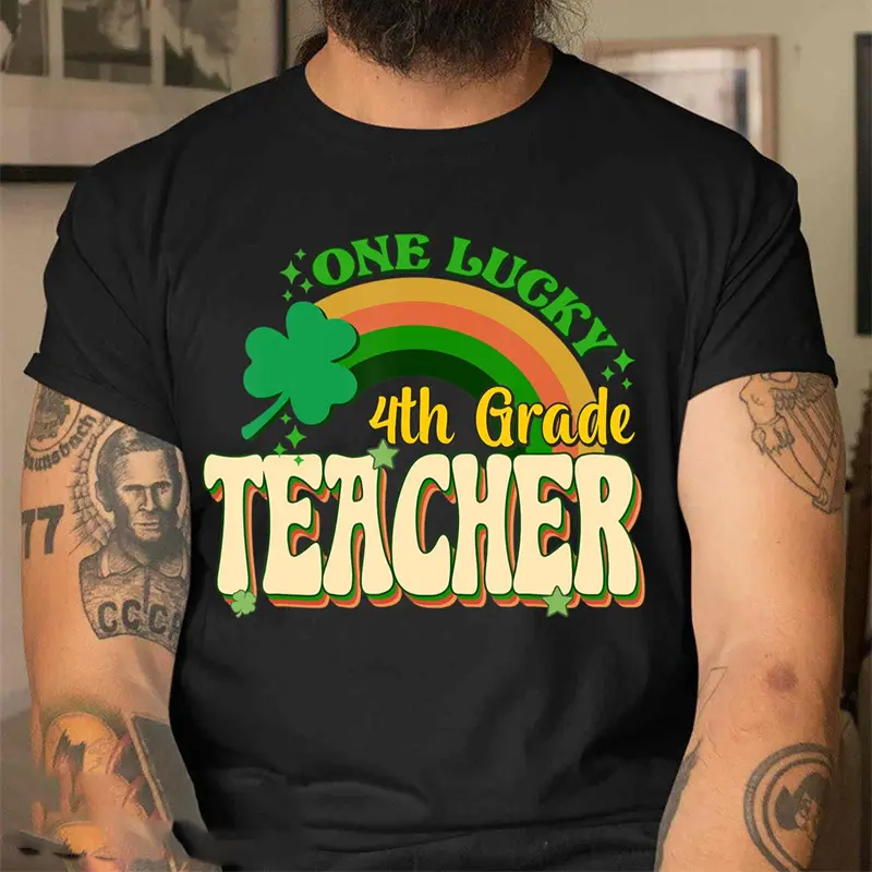 2025 St Patrick Day Short Sleeve T-shirt For Men Ireland Street Lucky Trend T Shirts Festival Fashion Trend Simple Pop Tee Top