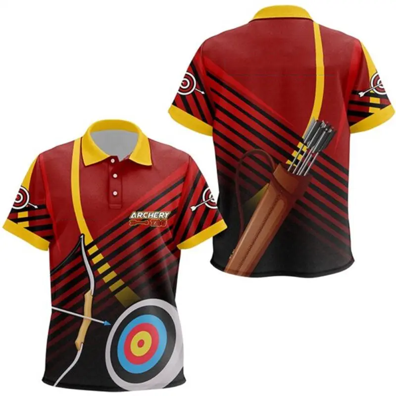 Archery Competition Uniform Men's Clothing Trend New Design Arrow Graphic Short Sleeve Polo Shirt Archery Hobby Sport Men Top
