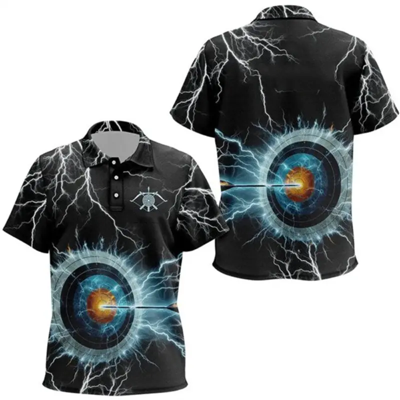 Archery Competition Uniform Men's Clothing Trend New Design Arrow Graphic Short Sleeve Polo Shirt Archery Hobby Sport Men Top