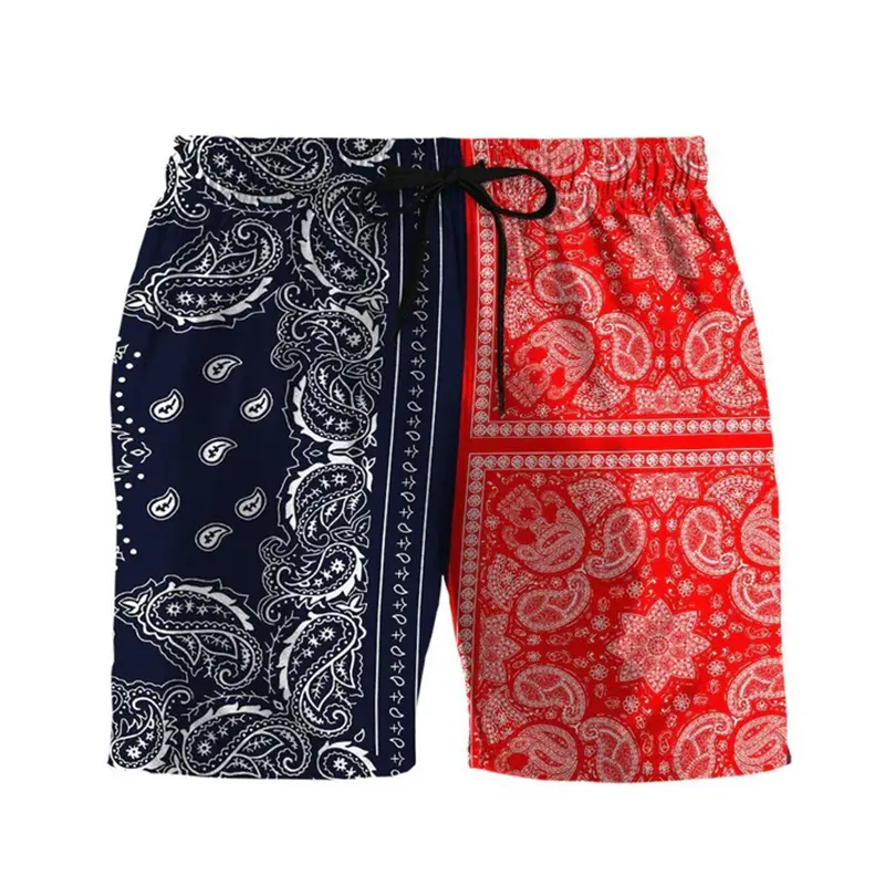 Paisley Fashion Beach Swim Shorts For Men 3D Print Quick Drying Drawstring Board Shorts Simple Square Plaid Surf Swim Trunks