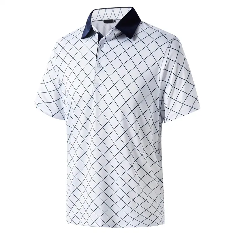 Stars Tree Pattern 3D Printed Polo Golf Shirt For Men Plaid Striped Design Casual Sports Button T-shirt Short Sleeves Sunday