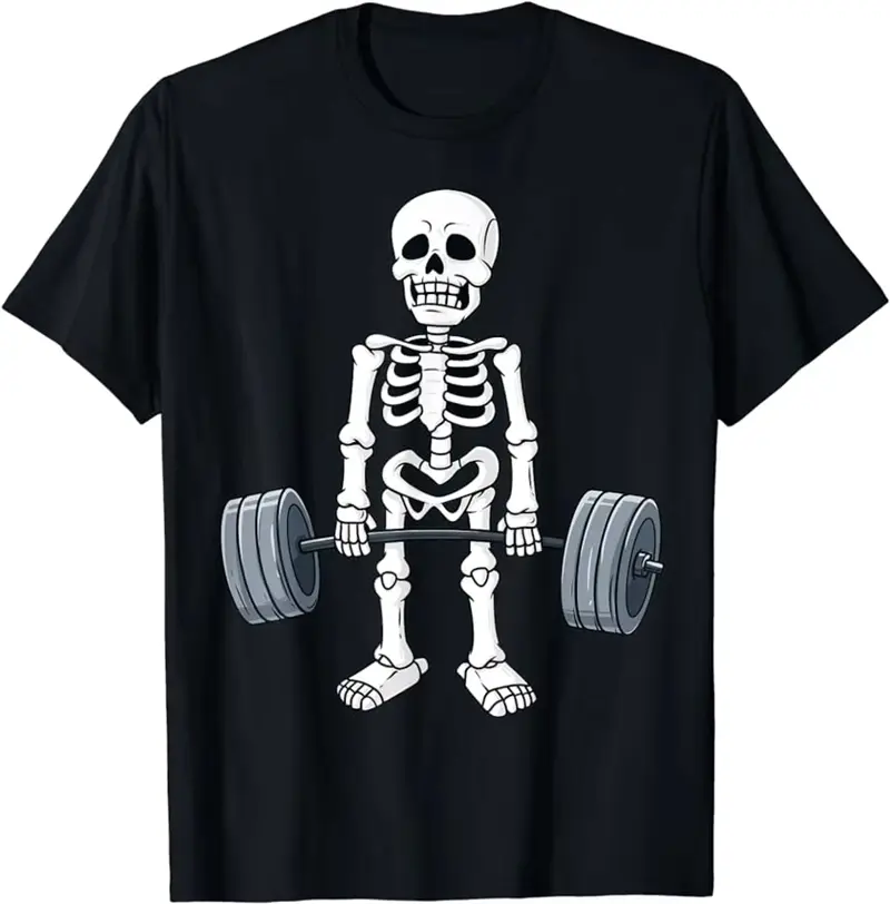 Skull Gym T-shirt For Men Funny 3D Printing Short Sleeves Round Neck Black T Shirt 2024 New Summer Sports Fitness Tee Shirts