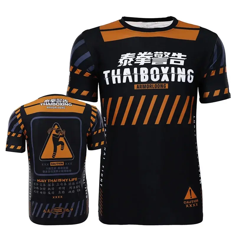 Muay Thai Fighting Sports Training T-shirt For Men's Clothing O-neck Pullover Shirt Harajuku Street Funny Cat Graphic Tee Top