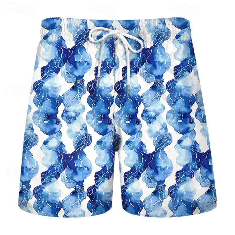 Japanese Style Waves Print Beach Short For Men And Kids Quick Dry Drawstring Surf Swim Trunks Football Sports Funny Board Shorts