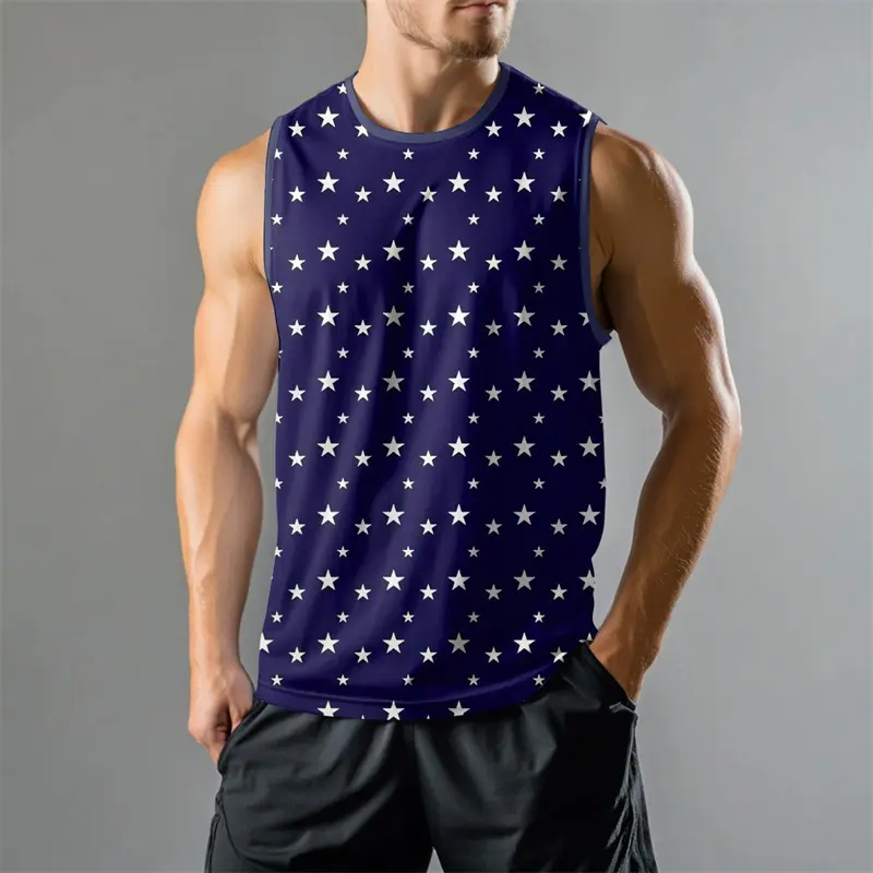 Fashion 3D Printed Graphic Summer Vest For Men Casual Street Star Graphic Loose Sleeveless Tee Gym Fitness Pullover Top 2025