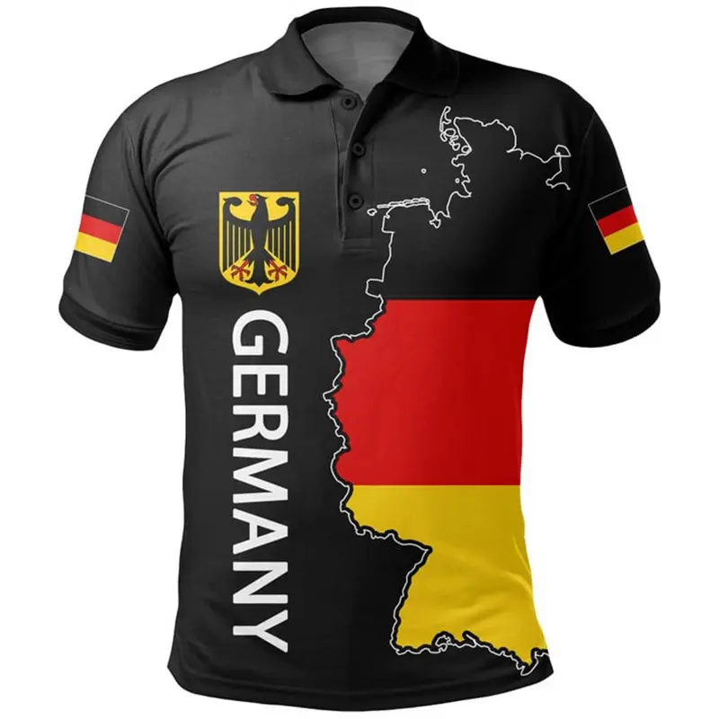 German Coat Of Arms Polo Shirt For Men 3D Print Germany Map Street Fashion Short Sleeve Lapel Tee Summer New Graffiti Polo Top