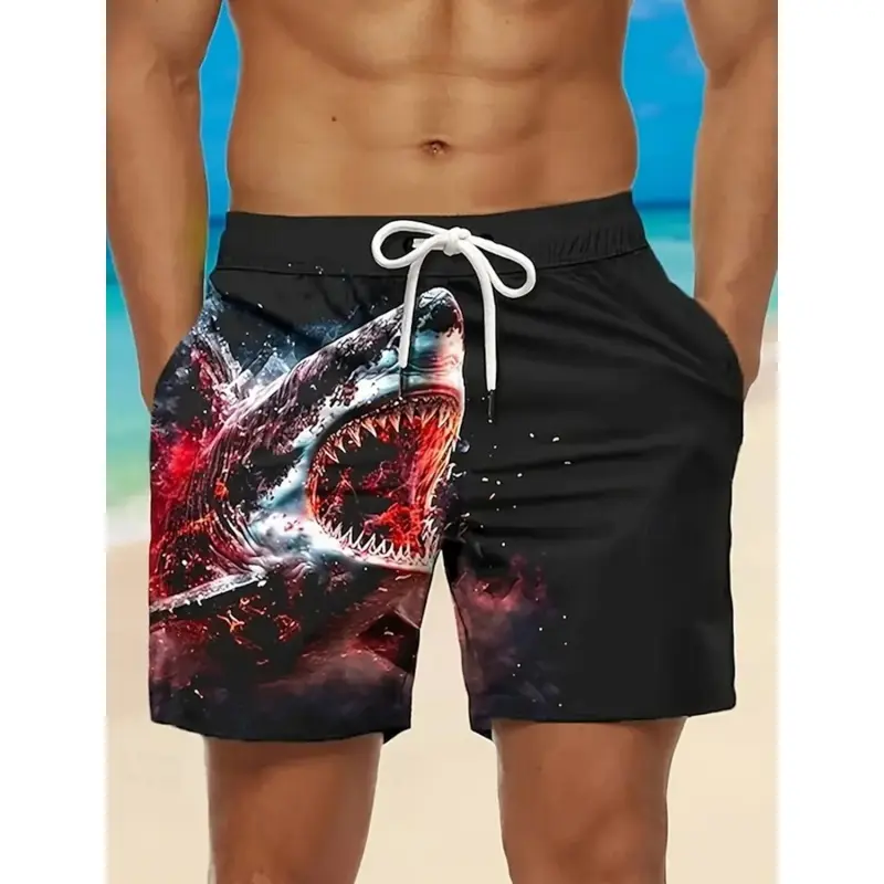 Funny Humour Gesture Cat Print Beach Short Men Women Hip Hop Personality 3D Pattern Loose Breathable Drawstring Board Shorts