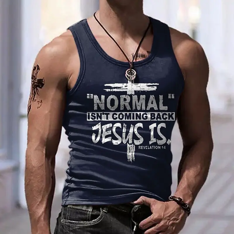 Jesus Faith Theme Sleeveless Shirt For Men Streetwear Harajuku Casual 3D Print Tank Top Summer Personality Loose Quick Dry Tops