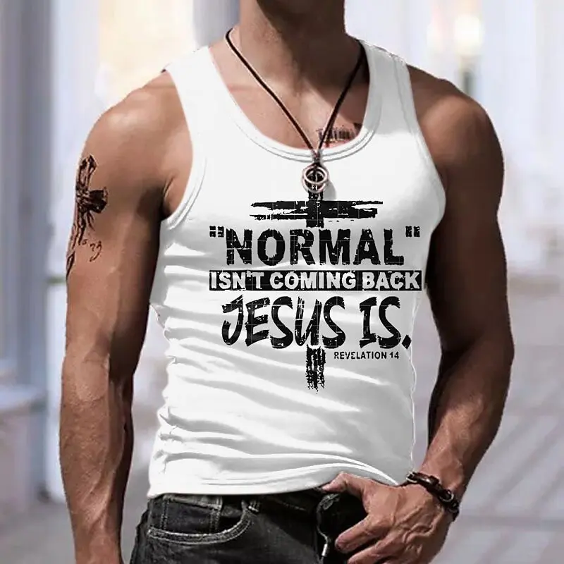 Jesus Faith Theme Sleeveless Shirt For Men Streetwear Harajuku Casual 3D Print Tank Top Summer Personality Loose Quick Dry Tops