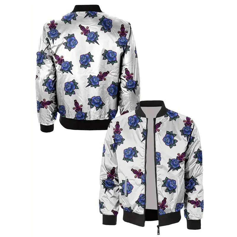 Pink Cherry Blossoms Jacket 3D Printed Streetwear Long Sleeve Jackets Colorful Flower Personality Fashion Autumn Bomber Jacket