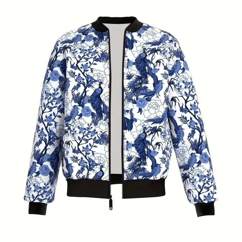 Pink Cherry Blossoms Jacket 3D Printed Streetwear Long Sleeve Jackets Colorful Flower Personality Fashion Autumn Bomber Jacket